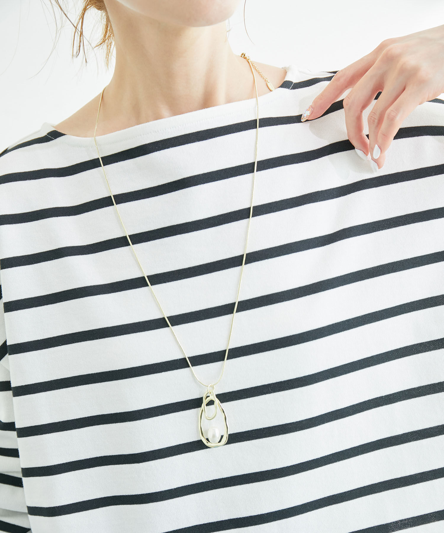 ROPE PICNIC PASSAGE「変型オーバルパールトップペンダント」|ネックレス|ゴールド(90)