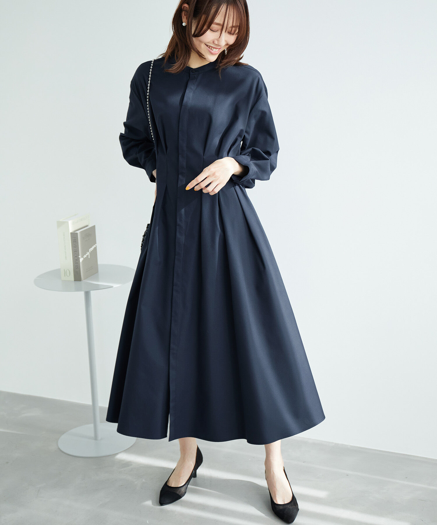 Rope&rsquo;Picnic「ウエストタックワンピース」|ワンピース|ネイビー(40)