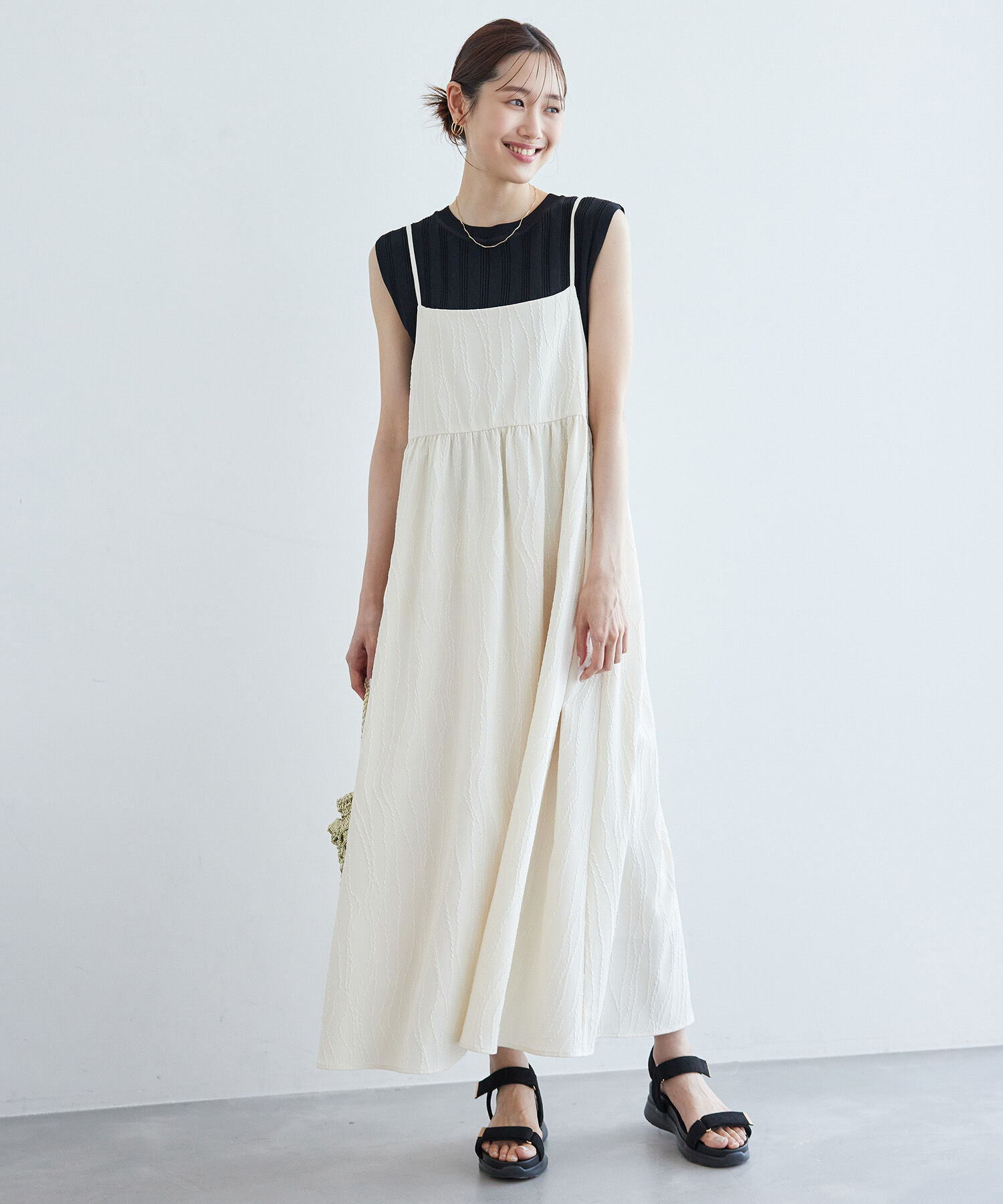 Rope&rsquo;Picnic「バックパールニットプルオーバー/2WAY・UVカット・洗濯機OK・冷感」|ニット・セーター|