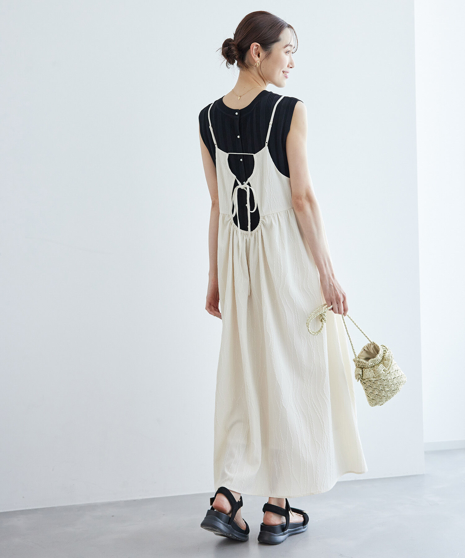 Rope&rsquo;Picnic「バックパールニットプルオーバー/2WAY・UVカット・洗濯機OK・冷感」|ニット・セーター|