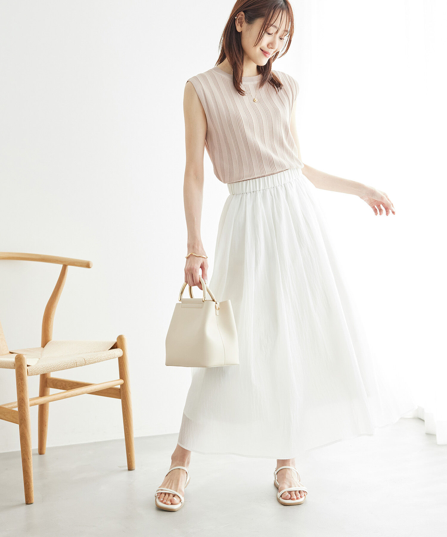 Rope&rsquo;Picnic「バックパールニットプルオーバー/2WAY・UVカット・洗濯機OK・冷感」|ニット・セーター|