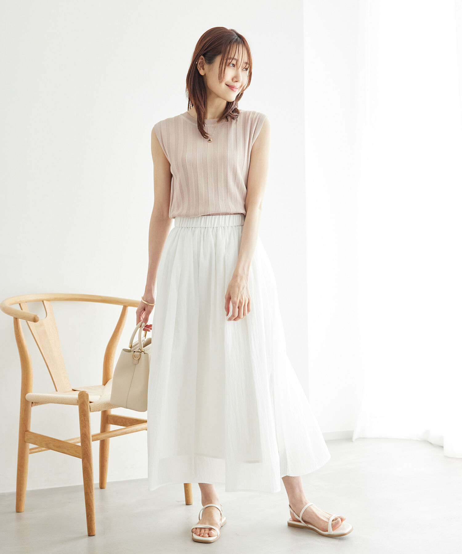 Rope&rsquo;Picnic「バックパールニットプルオーバー/2WAY・UVカット・洗濯機OK・冷感」|ニット・セーター|