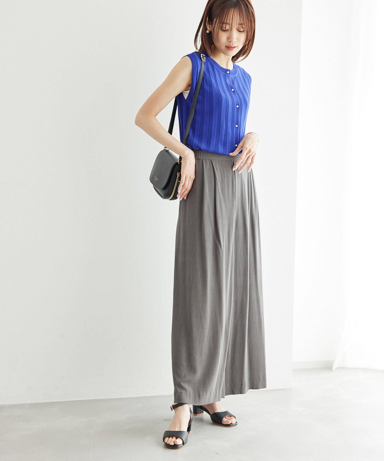 Rope&rsquo;Picnic「バックパールニットプルオーバー/2WAY・UVカット・洗濯機OK・冷感」|ニット・セーター|