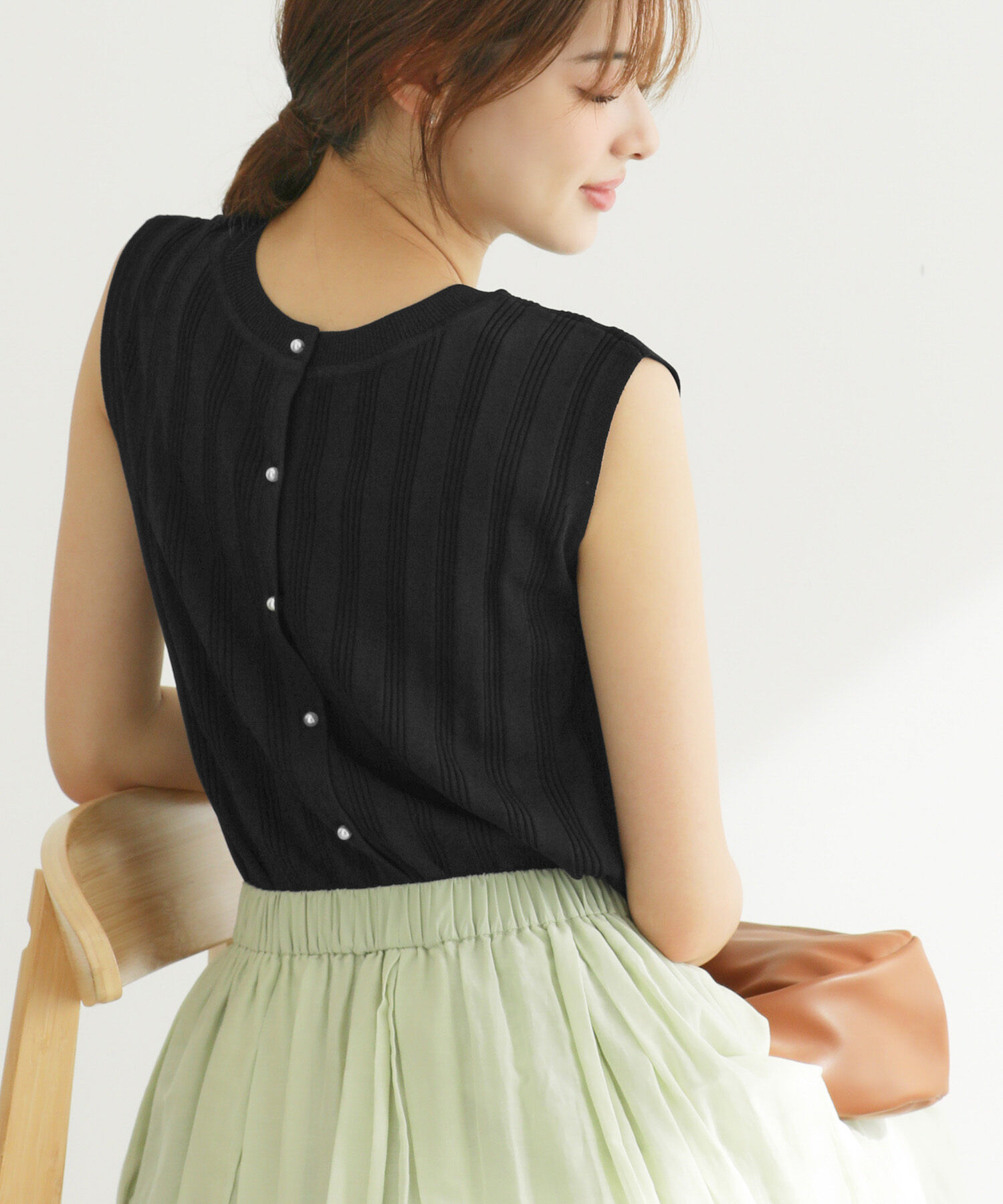 Rope&rsquo;Picnic「バックパールニットプルオーバー/2WAY・UVカット・洗濯機OK・冷感」|ニット・セーター|