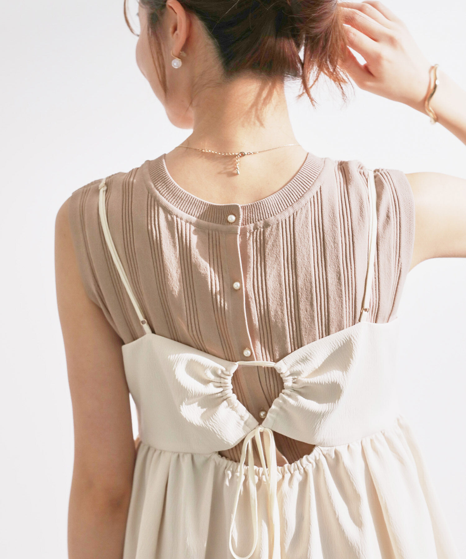 Rope&rsquo;Picnic「バックパールニットプルオーバー/2WAY・UVカット・洗濯機OK・冷感」|ニット・セーター|