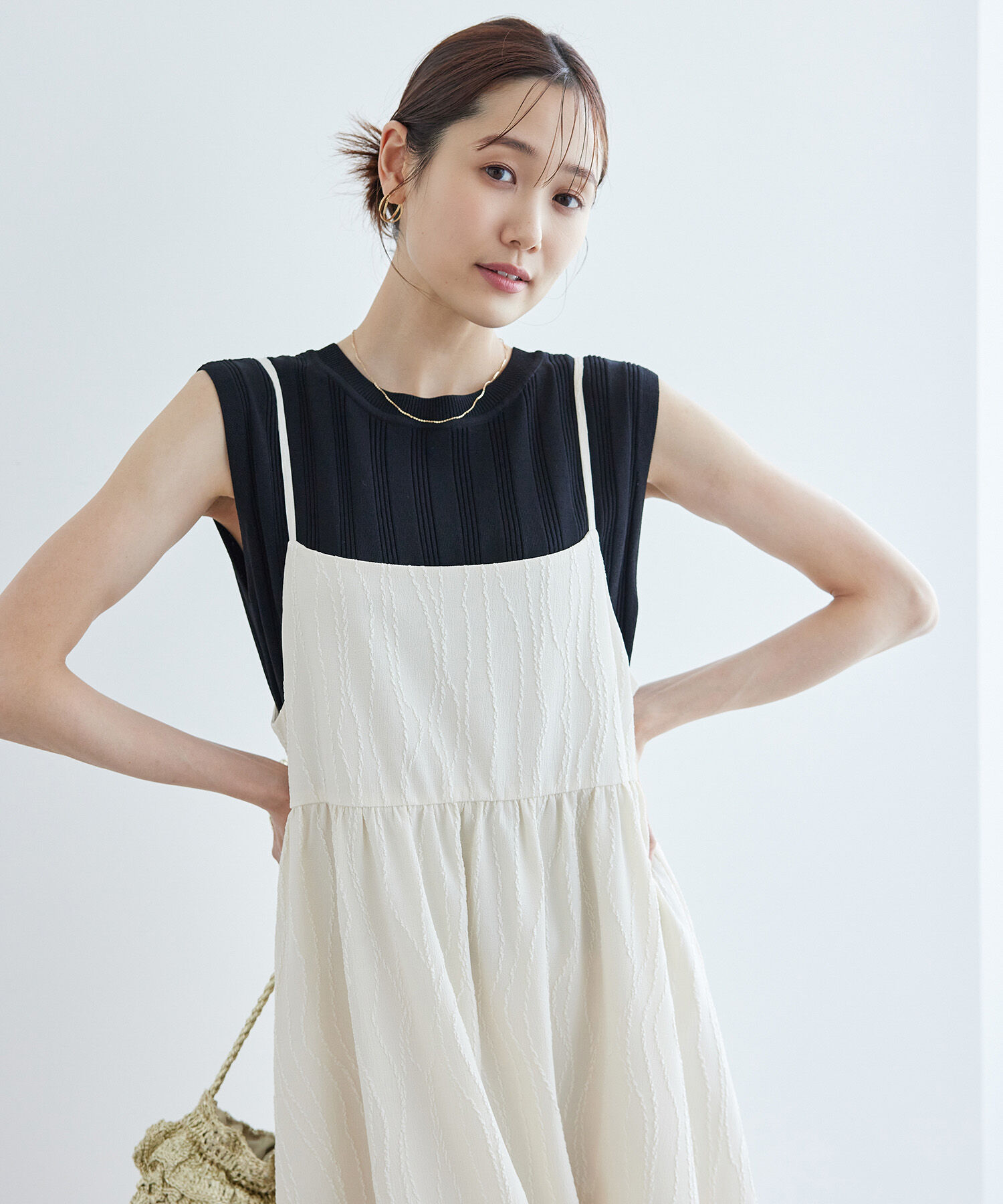 Rope&rsquo;Picnic「バックパールニットプルオーバー/2WAY・UVカット・洗濯機OK・冷感」|ニット・セーター|