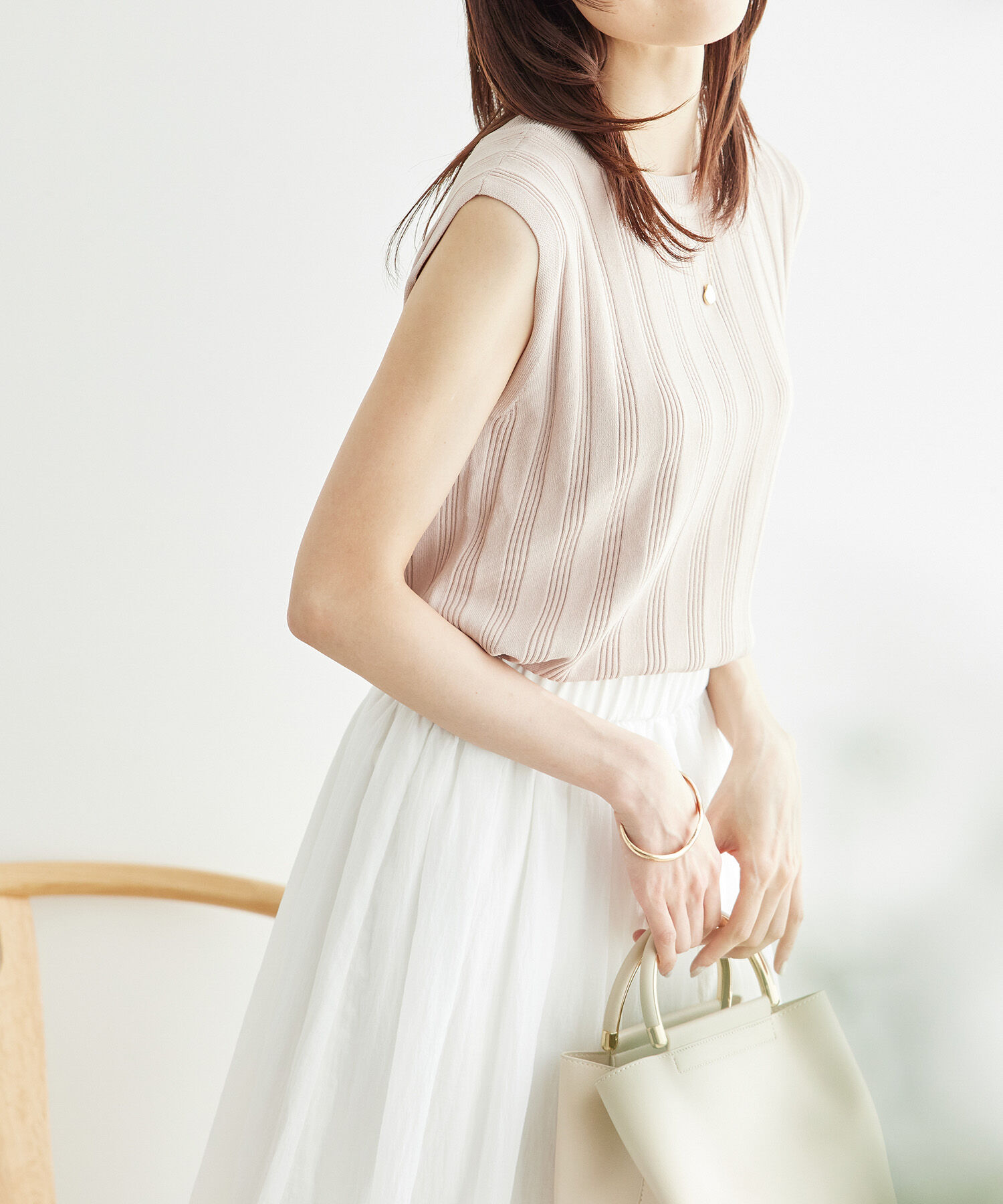 Rope&rsquo;Picnic「バックパールニットプルオーバー/2WAY・UVカット・洗濯機OK・冷感」|ニット・セーター|