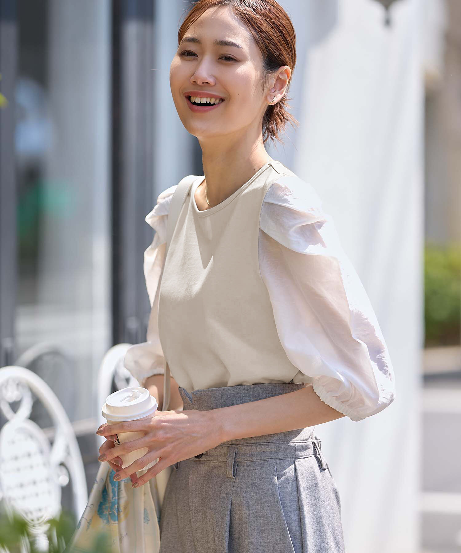 Rope&rsquo;Picnic「袖異素材カットトップス」|Tシャツ・カットソー|