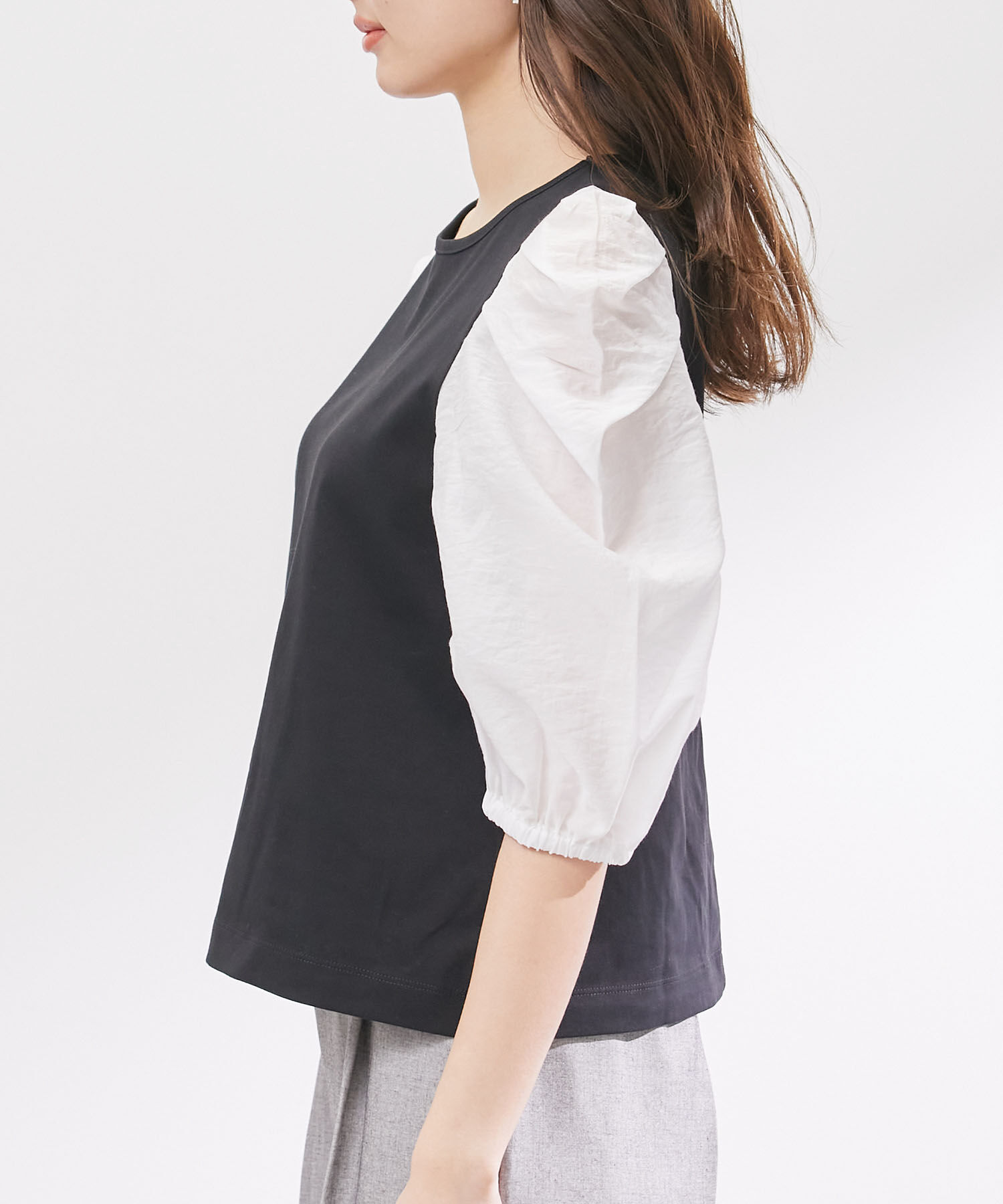 Rope&rsquo;Picnic「袖異素材カットトップス」|Tシャツ・カットソー|