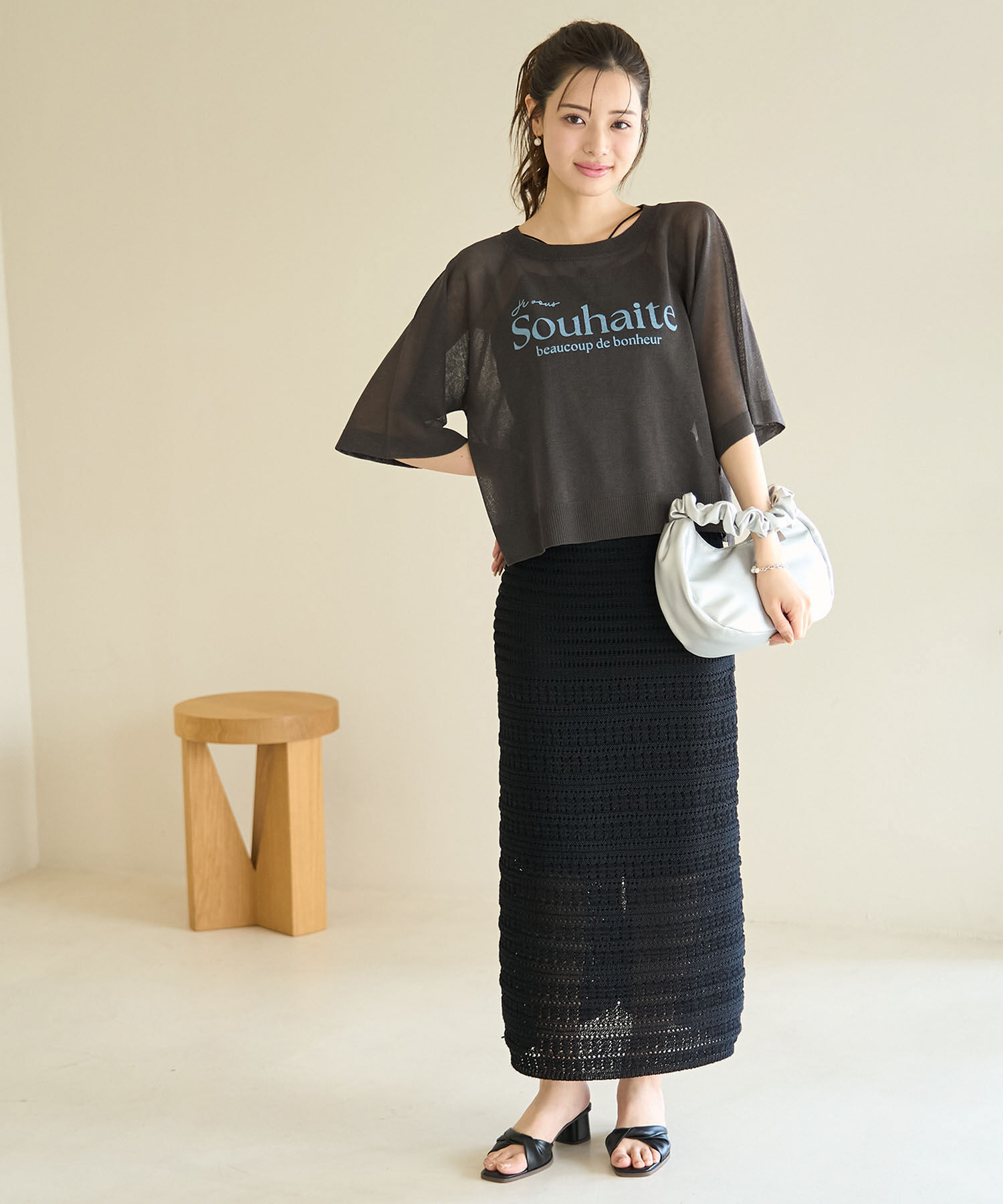 Rope&rsquo;Picnic「ロゴプリントシアーニットプルオーバー」|ニット・セーター|