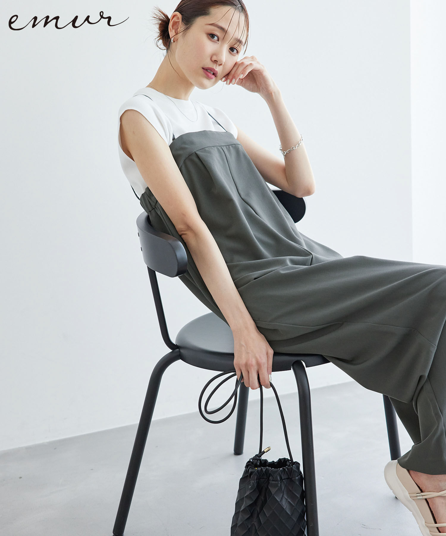 Rope&rsquo;Picnic「【emur/エミュール】ビスチェサロペット」|オールインワン|チャコール(06)