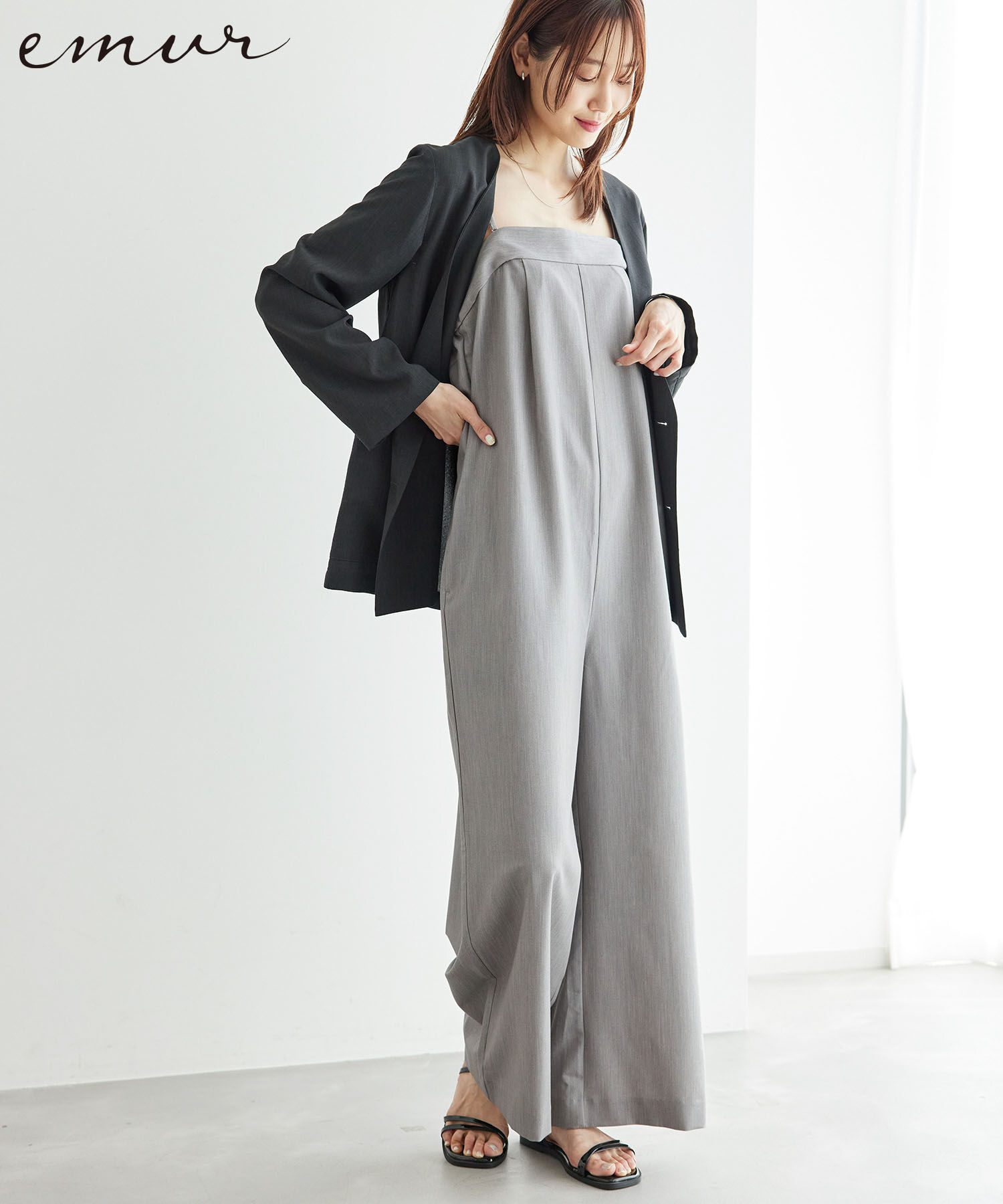 Rope&rsquo;Picnic「【emur/エミュール】ビスチェサロペット」|オールインワン|ライトグレー(08)