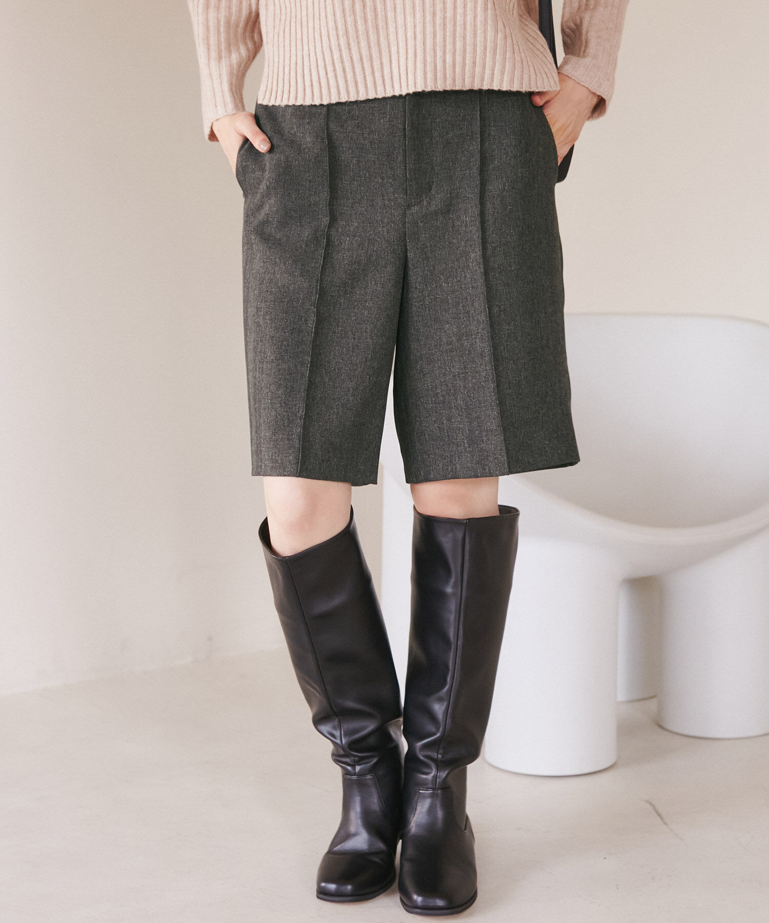 Rope&rsquo;Picnic「ウールライクサージショートパンツ/セットアップ対応・リンクコーデ」|その他|ブラウン(22)