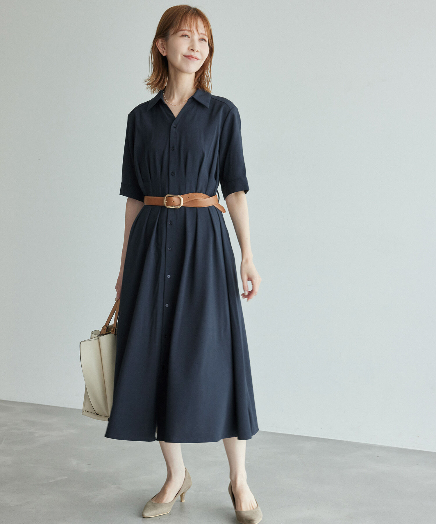 Rope&rsquo;Picnic「【3サイズ展開】シャツコンシャス半袖ワンピース」|その他|