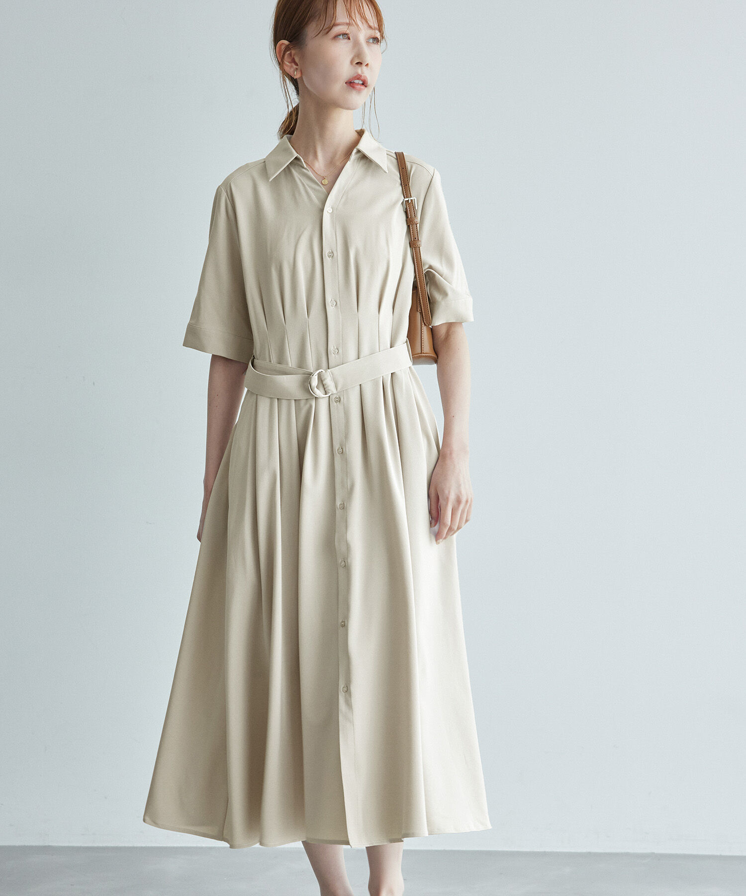 Rope&rsquo;Picnic「【3サイズ展開】シャツコンシャス半袖ワンピース」|その他|ベージュ(27)