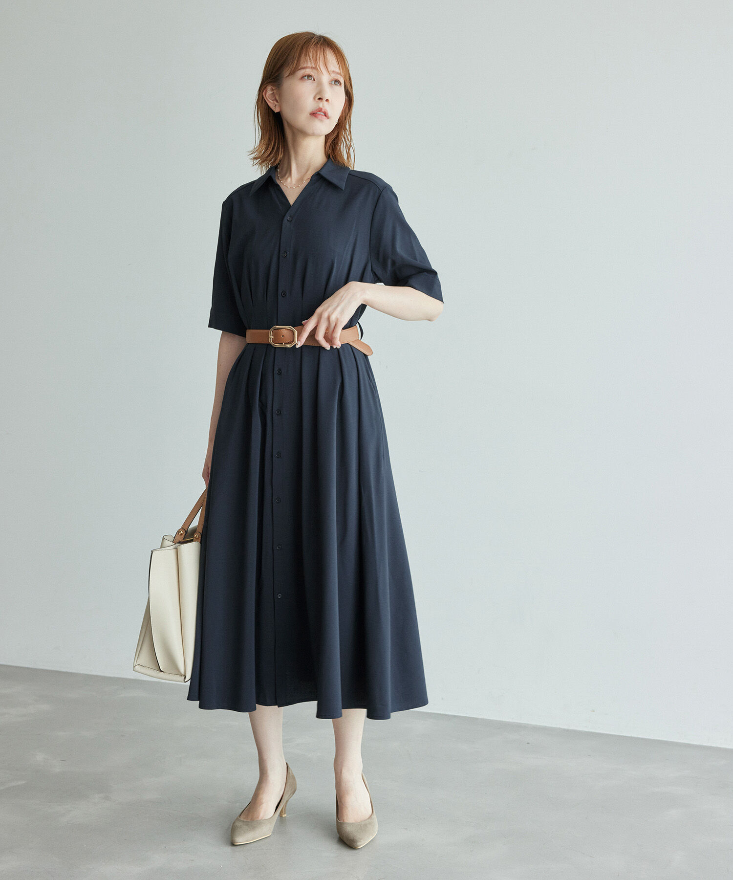 Rope&rsquo;Picnic「【3サイズ展開】シャツコンシャス半袖ワンピース」|その他|