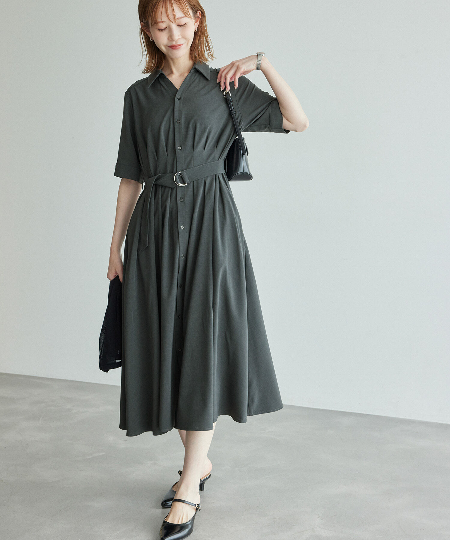 Rope&rsquo;Picnic「【3サイズ展開】シャツコンシャス半袖ワンピース」|その他|