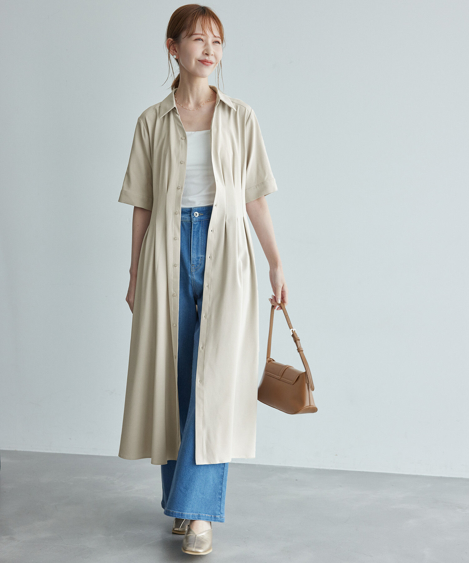 Rope&rsquo;Picnic「【3サイズ展開】シャツコンシャス半袖ワンピース」|その他|