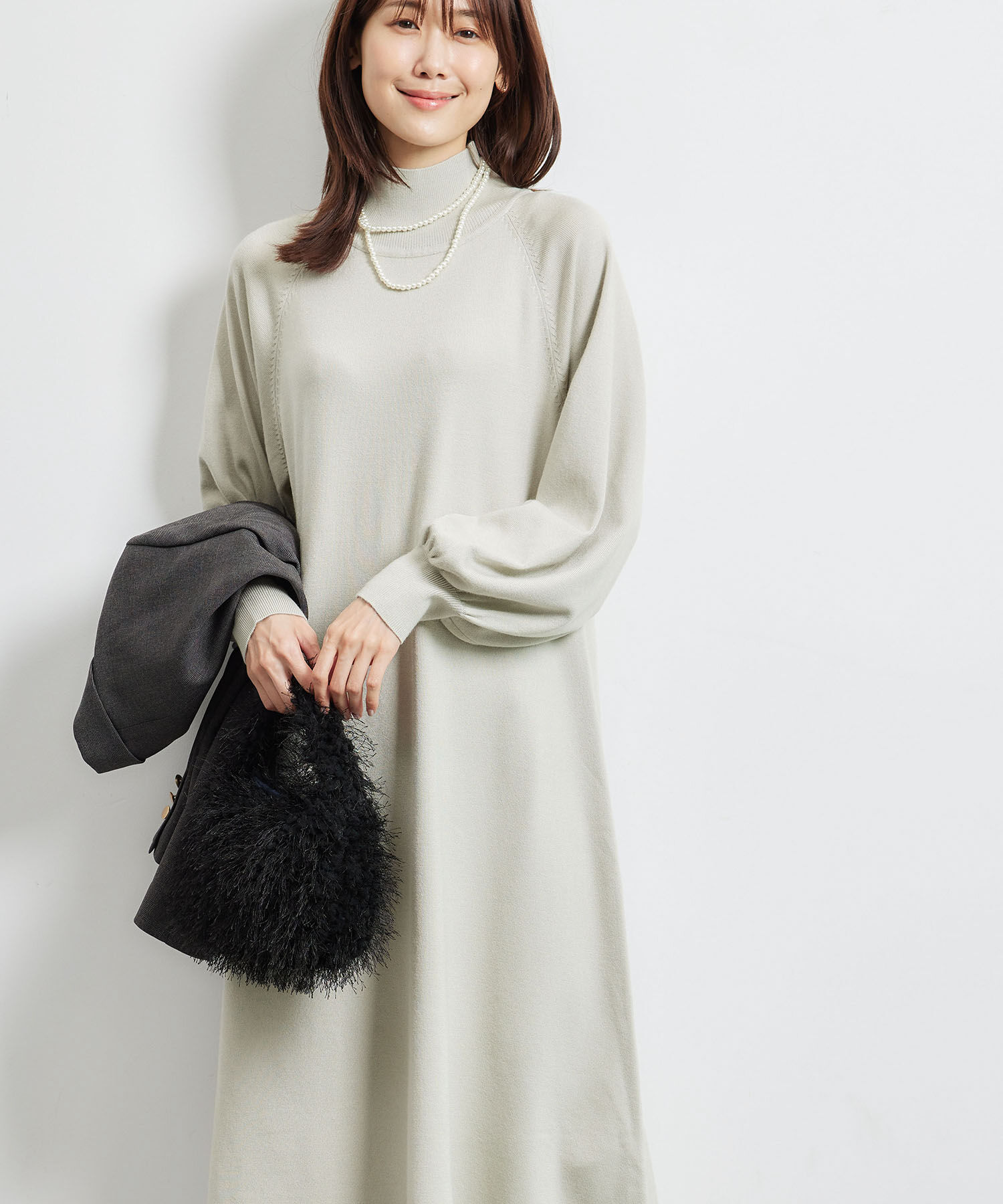 Rope&rsquo;Picnic「ハイネックニットワンピース/アンチピリング」|ワンピース|ライトグレー(08)