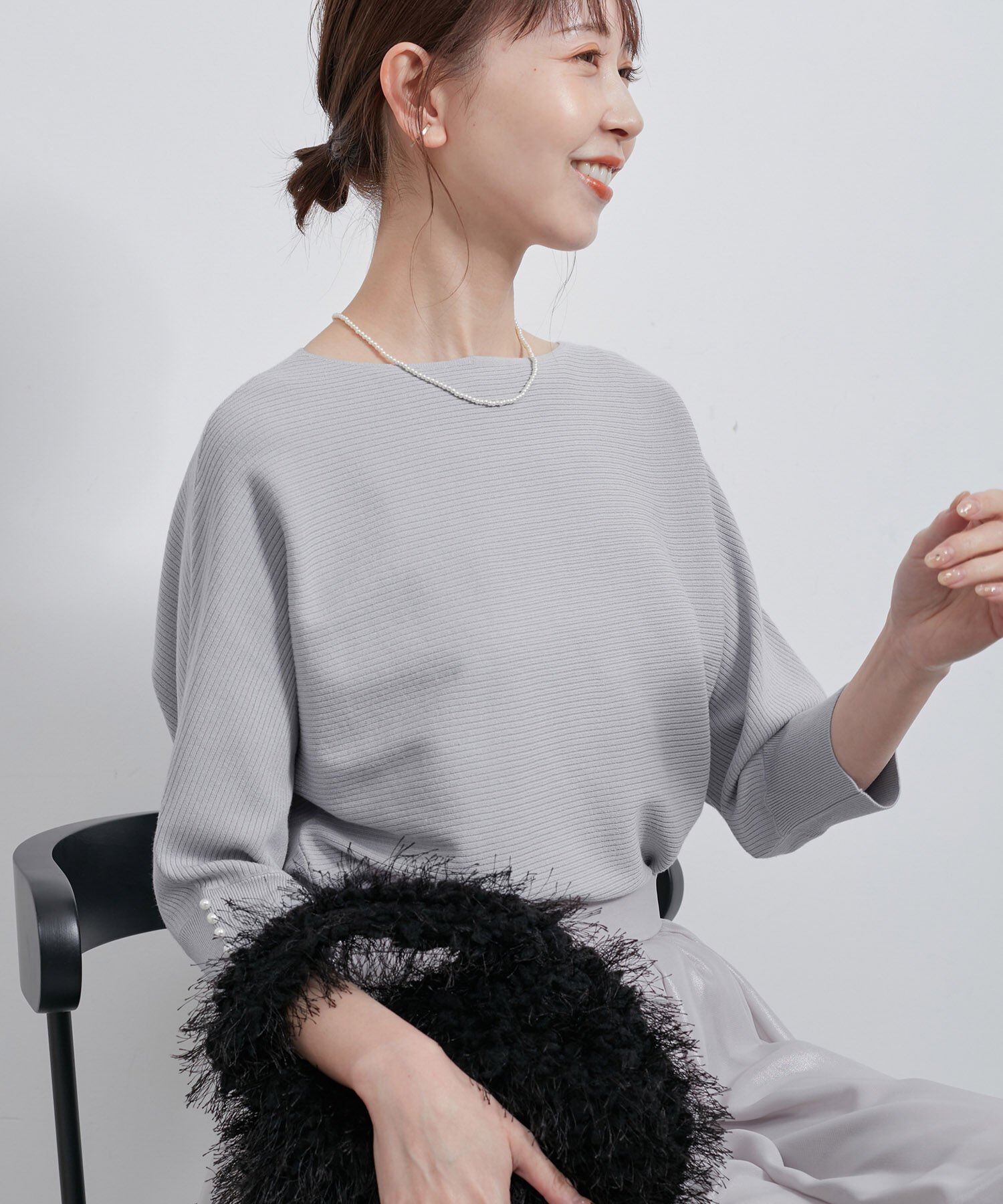 Rope&rsquo;Picnic「7分袖パールドルマンニット」|ニット・セーター|