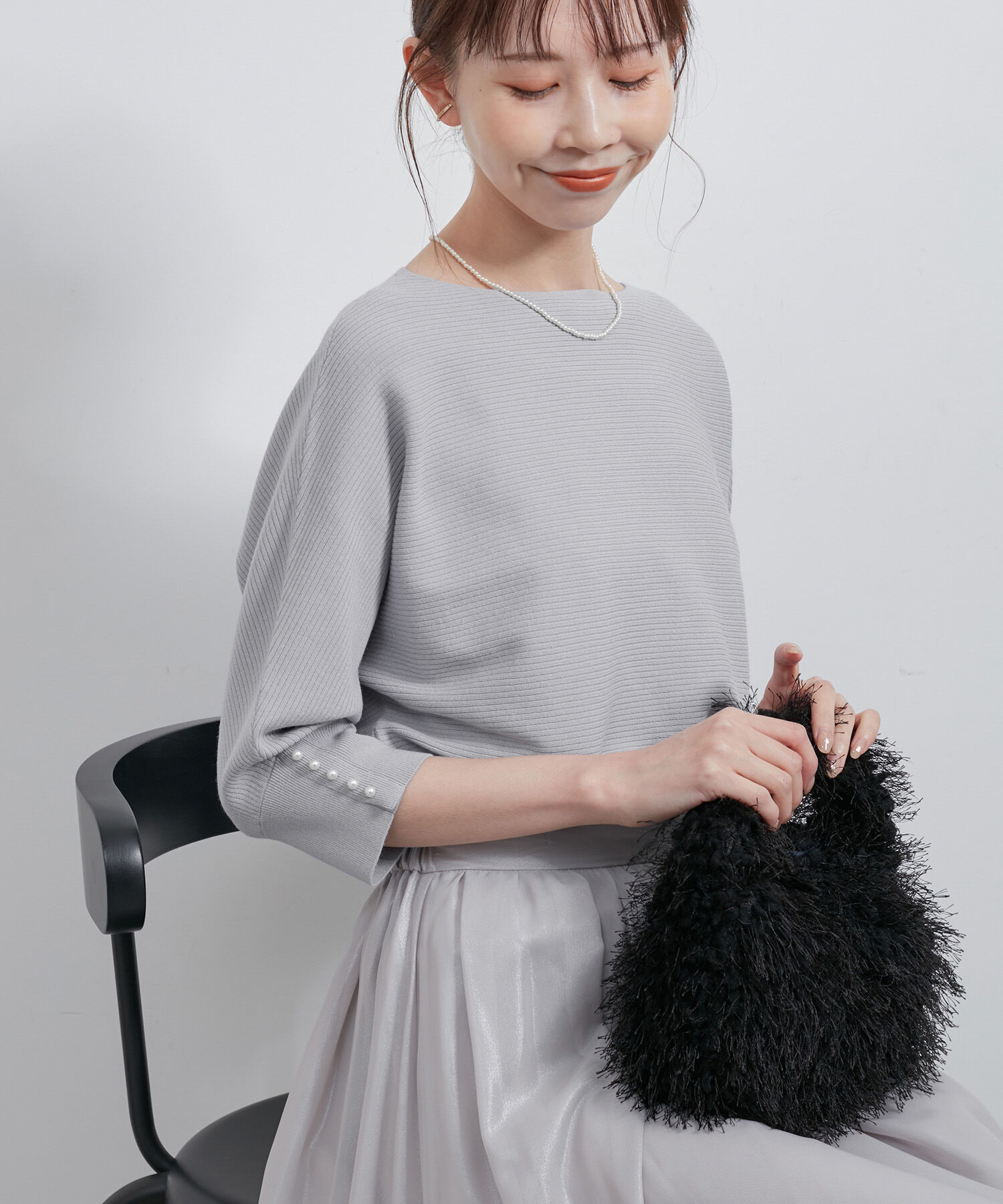 Rope&rsquo;Picnic「7分袖パールドルマンニット」|ニット・セーター|