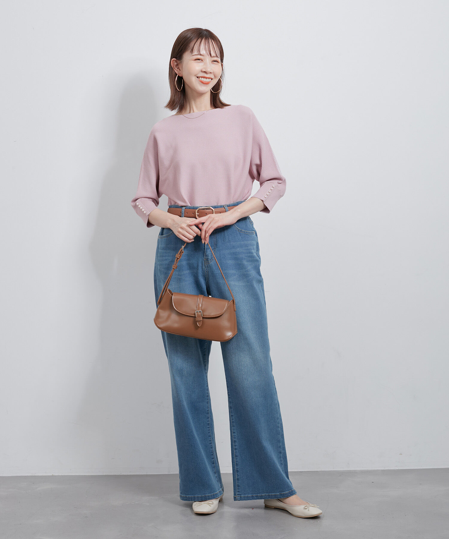 Rope&rsquo;Picnic「7分袖パールドルマンニット」|ニット・セーター|