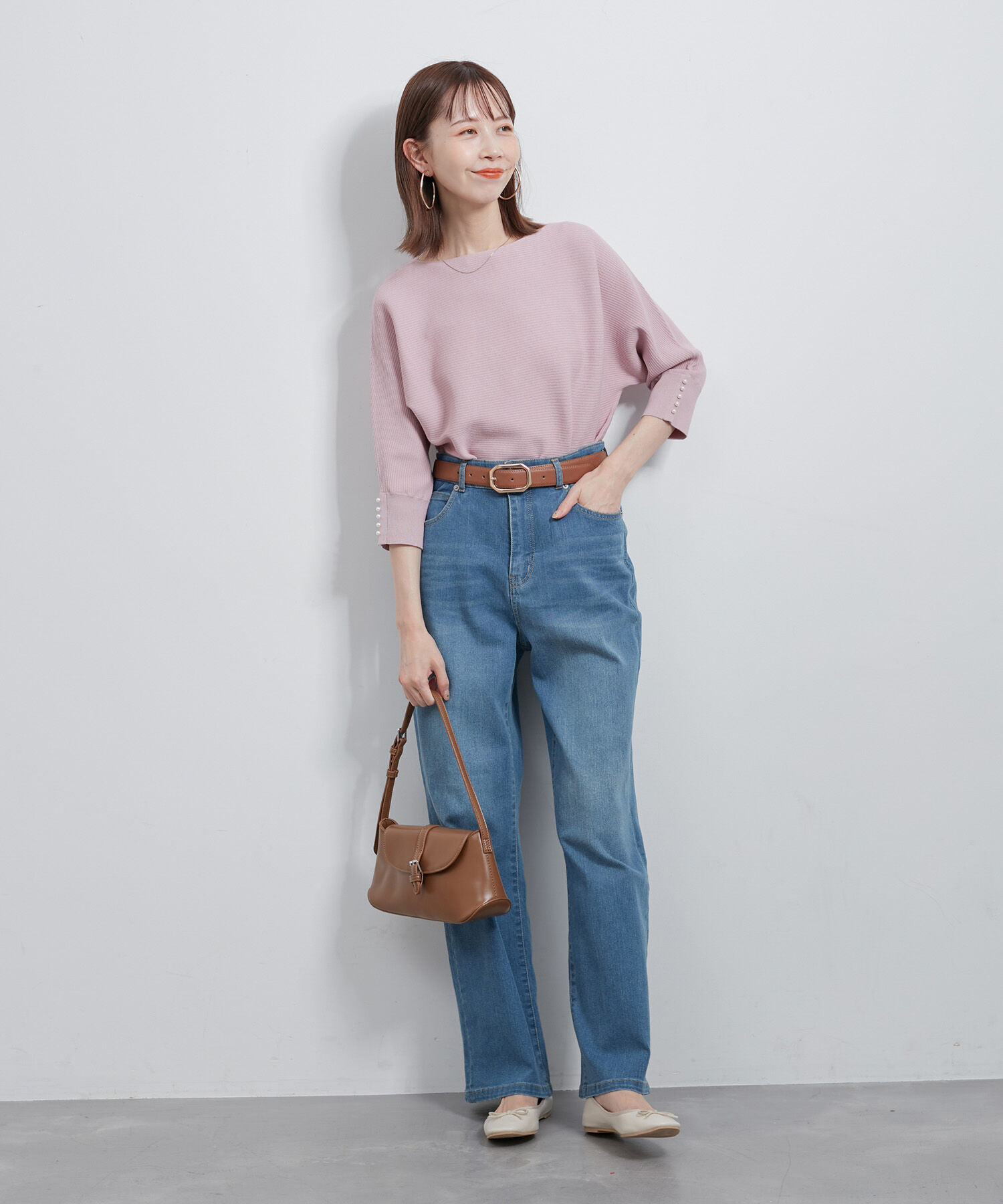 Rope&rsquo;Picnic「7分袖パールドルマンニット」|ニット・セーター|