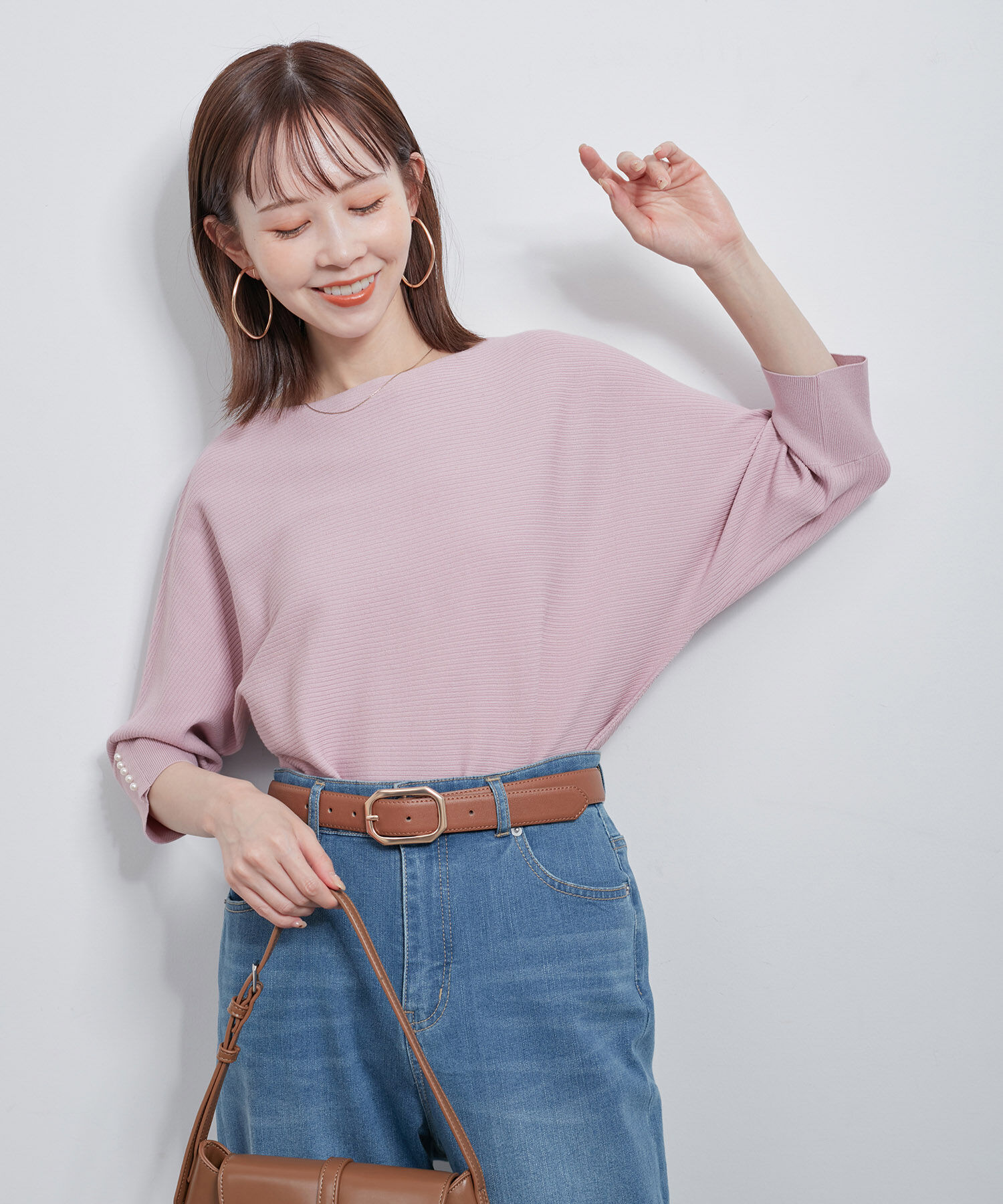 Rope&rsquo;Picnic「7分袖パールドルマンニット」|ニット・セーター|