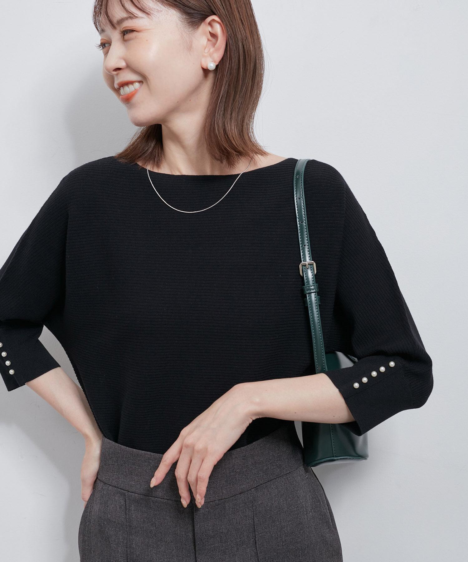 Rope&rsquo;Picnic「7分袖パールドルマンニット」|ニット・セーター|