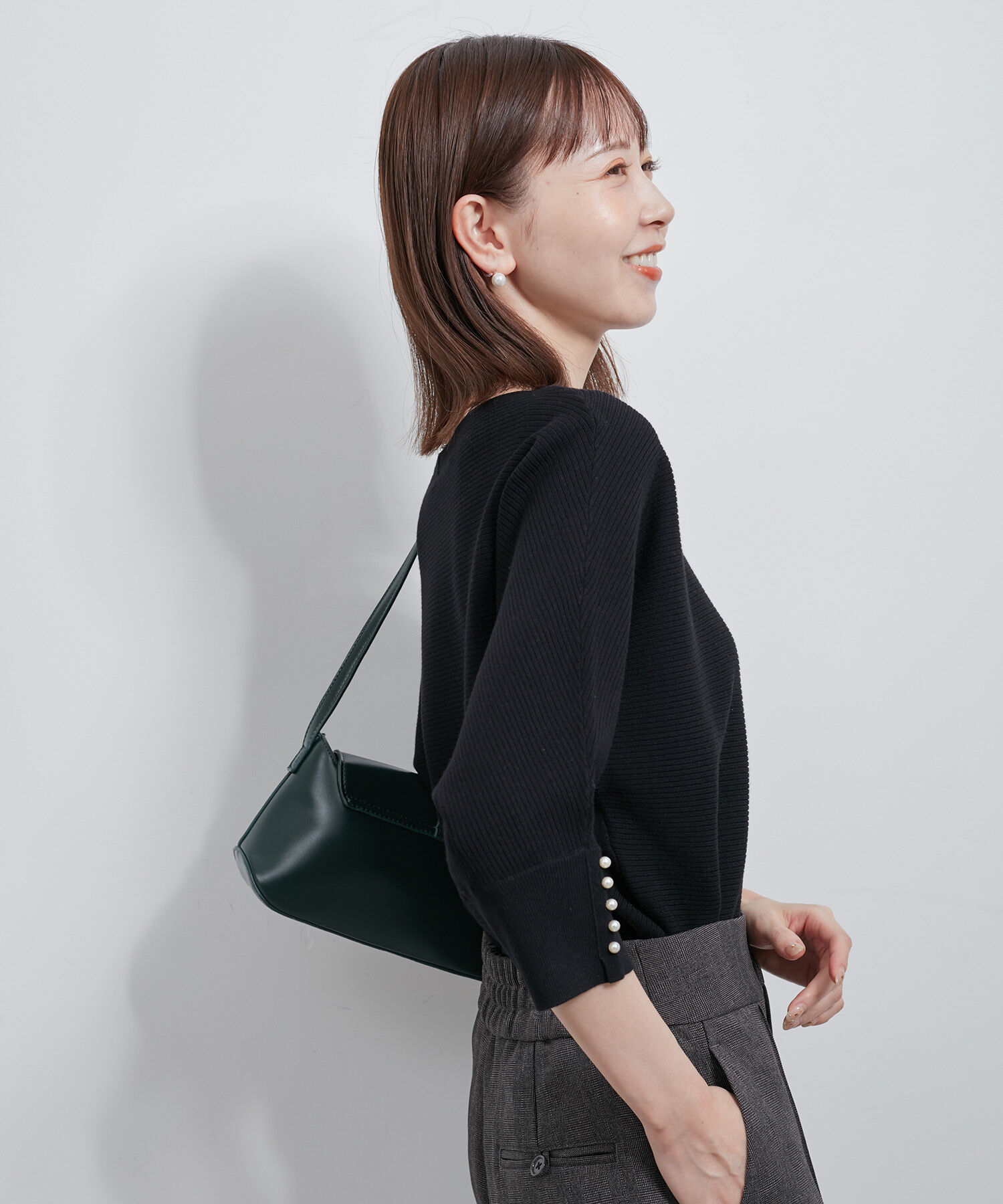 Rope&rsquo;Picnic「7分袖パールドルマンニット」|ニット・セーター|