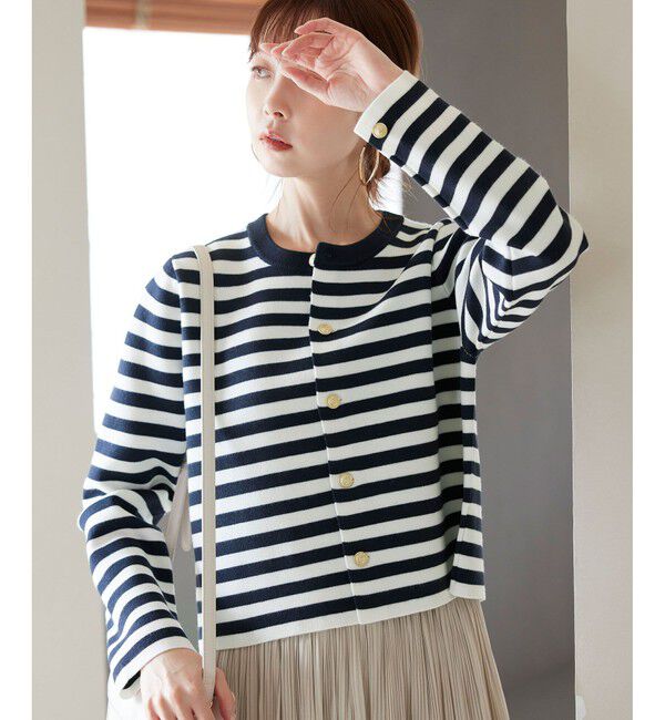 Rope&rsquo;Picnic「【新色追加】ミラノリブ金ボタンニットカーディガン」|カーディガン|生成サブ