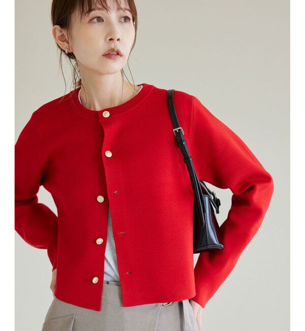 Rope&rsquo;Picnic「【新色追加】ミラノリブ金ボタンニットカーディガン」|カーディガン|赤メイン