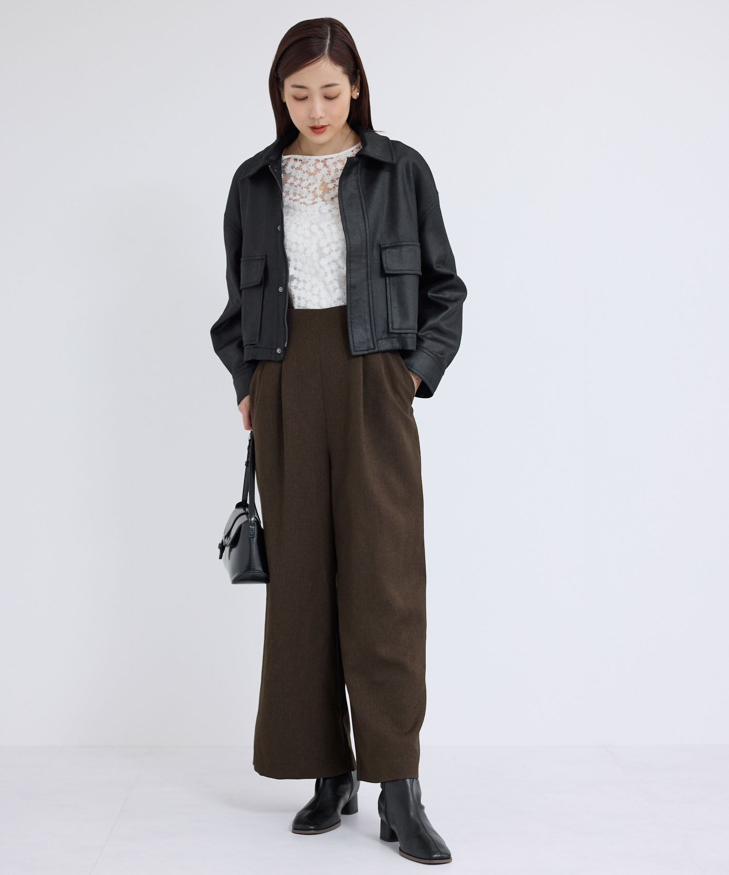 Rope&rsquo;Picnic「シンセティックレザー風マシュマロブルゾン」|ブルゾン・スタジャン|