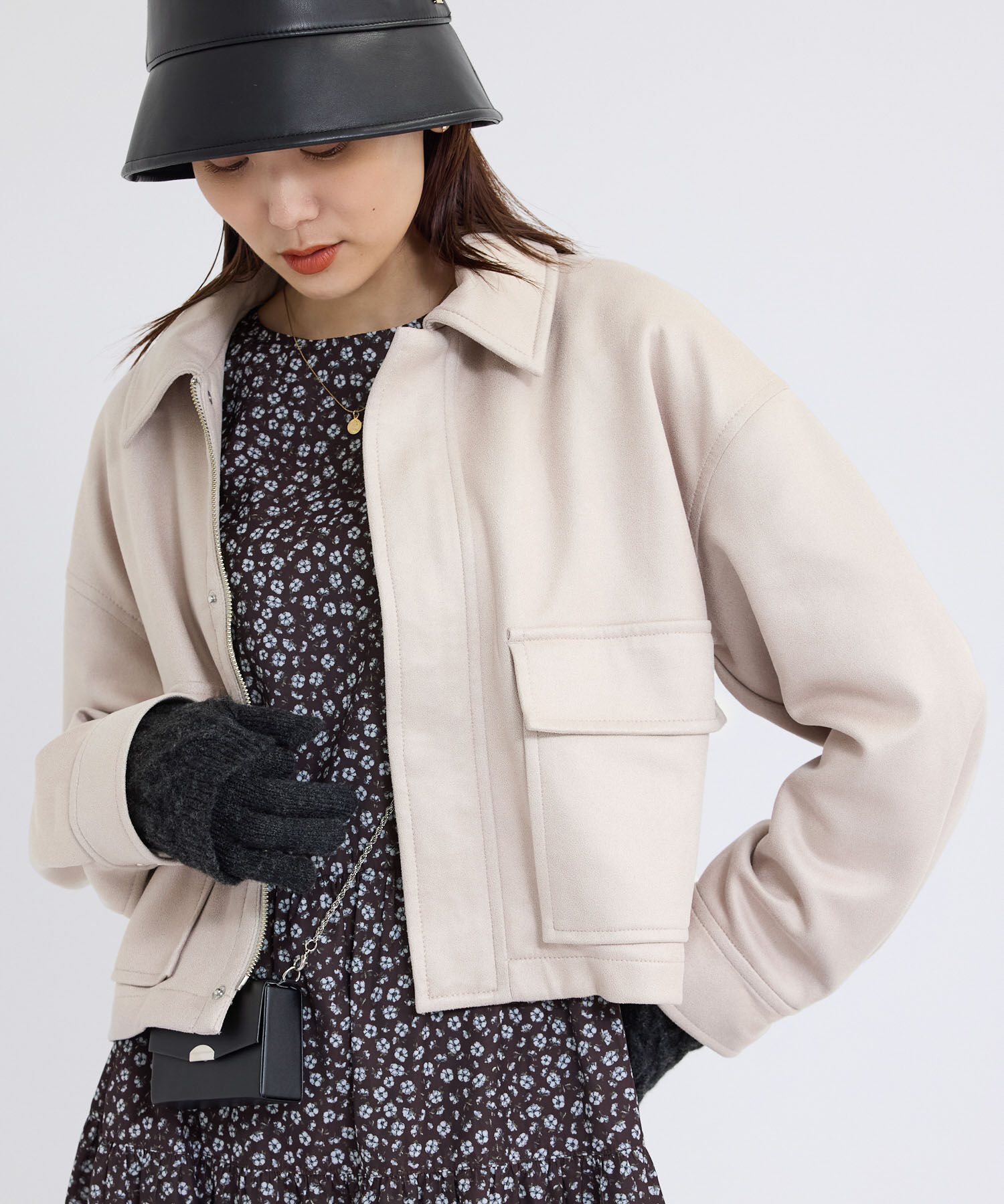 Rope&rsquo;Picnic「シンセティックレザー風マシュマロブルゾン」|ブルゾン・スタジャン|