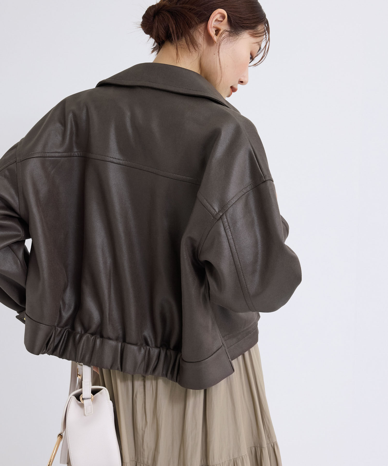 Rope&rsquo;Picnic「シンセティックレザー風マシュマロブルゾン」|ブルゾン・スタジャン|