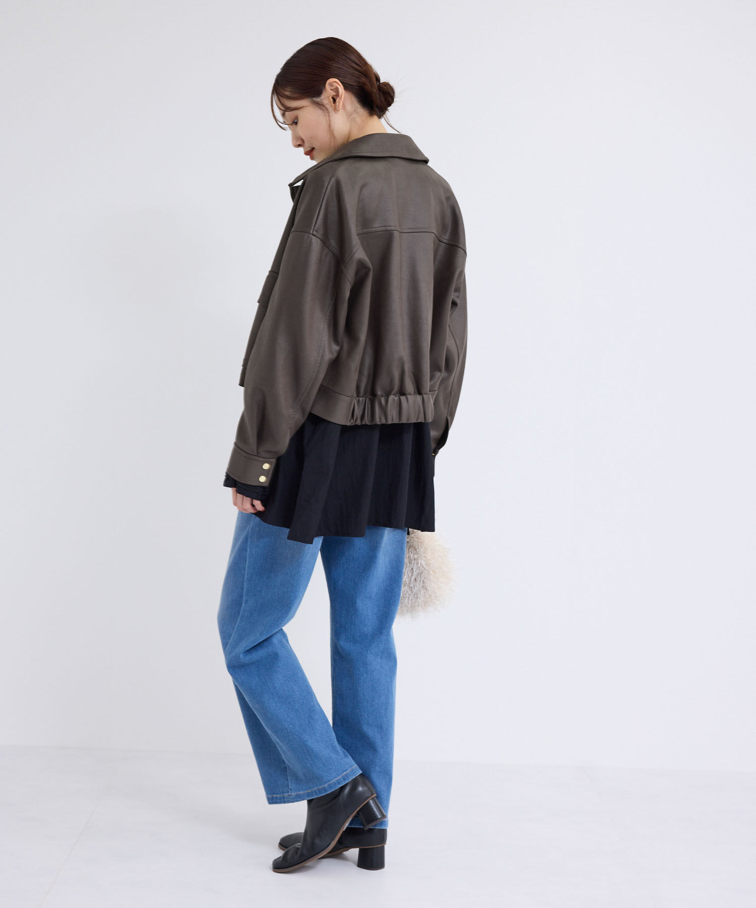 Rope&rsquo;Picnic「シンセティックレザー風マシュマロブルゾン」|ブルゾン・スタジャン|