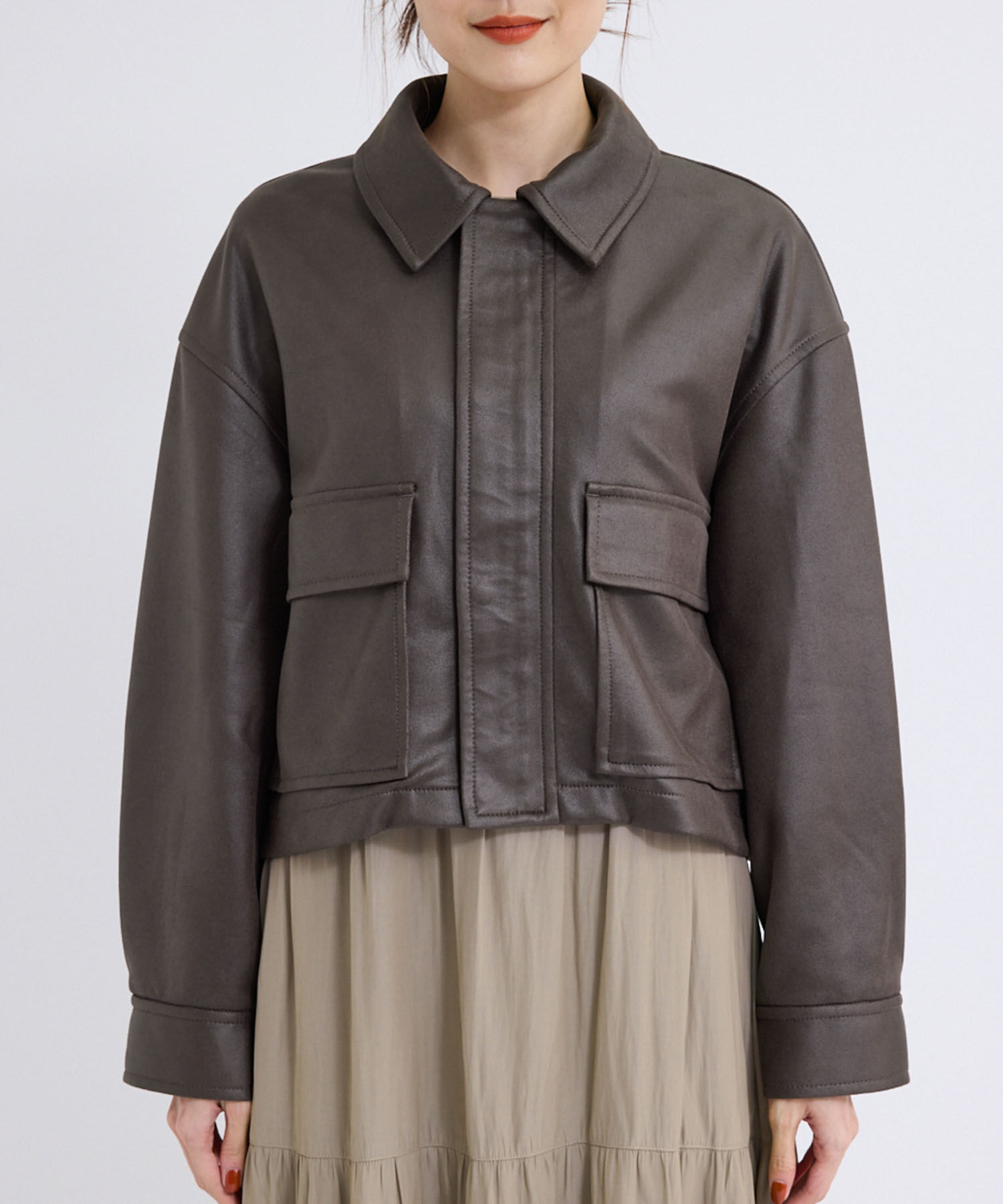 Rope&rsquo;Picnic「シンセティックレザー風マシュマロブルゾン」|ブルゾン・スタジャン|