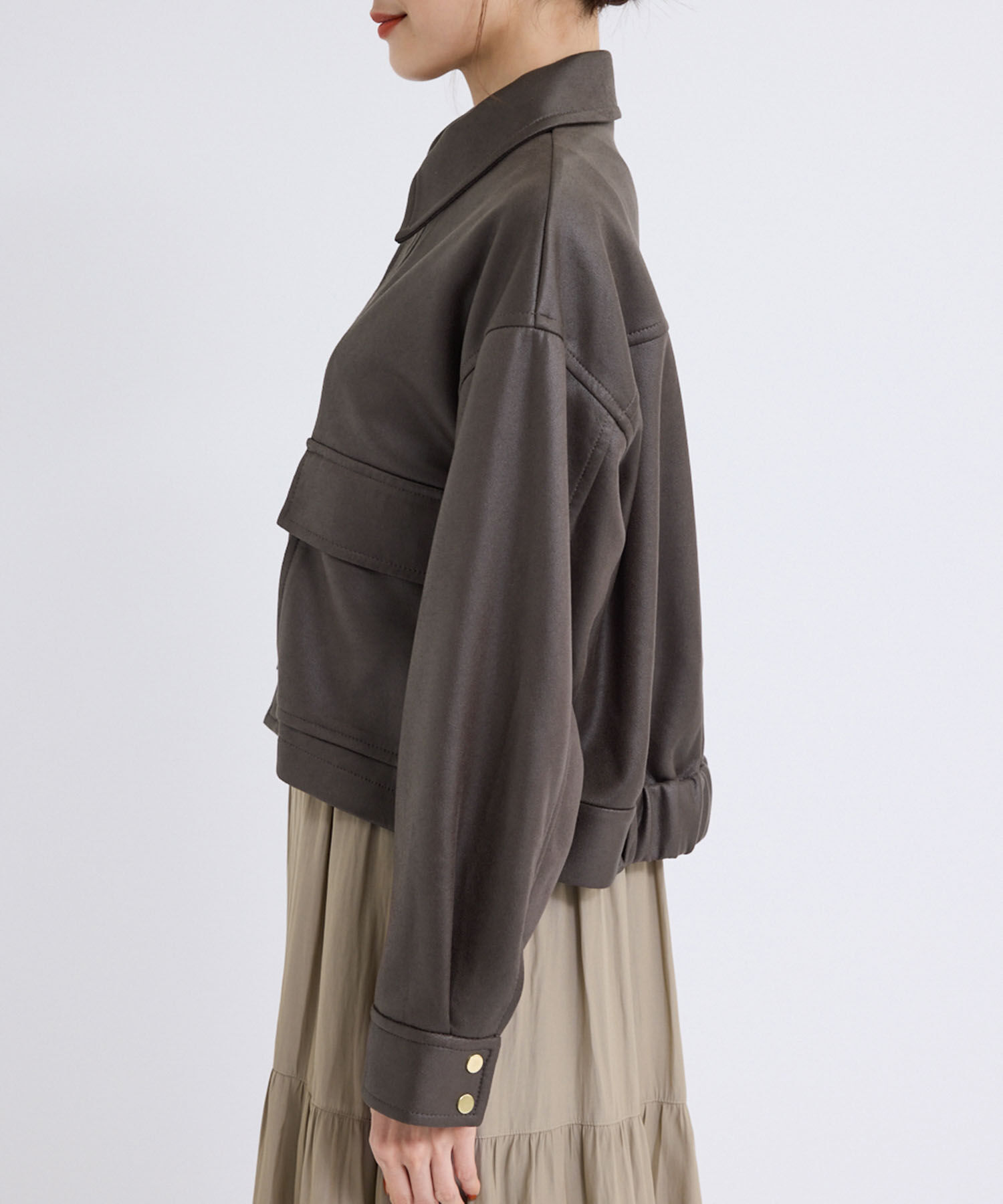 Rope&rsquo;Picnic「シンセティックレザー風マシュマロブルゾン」|ブルゾン・スタジャン|