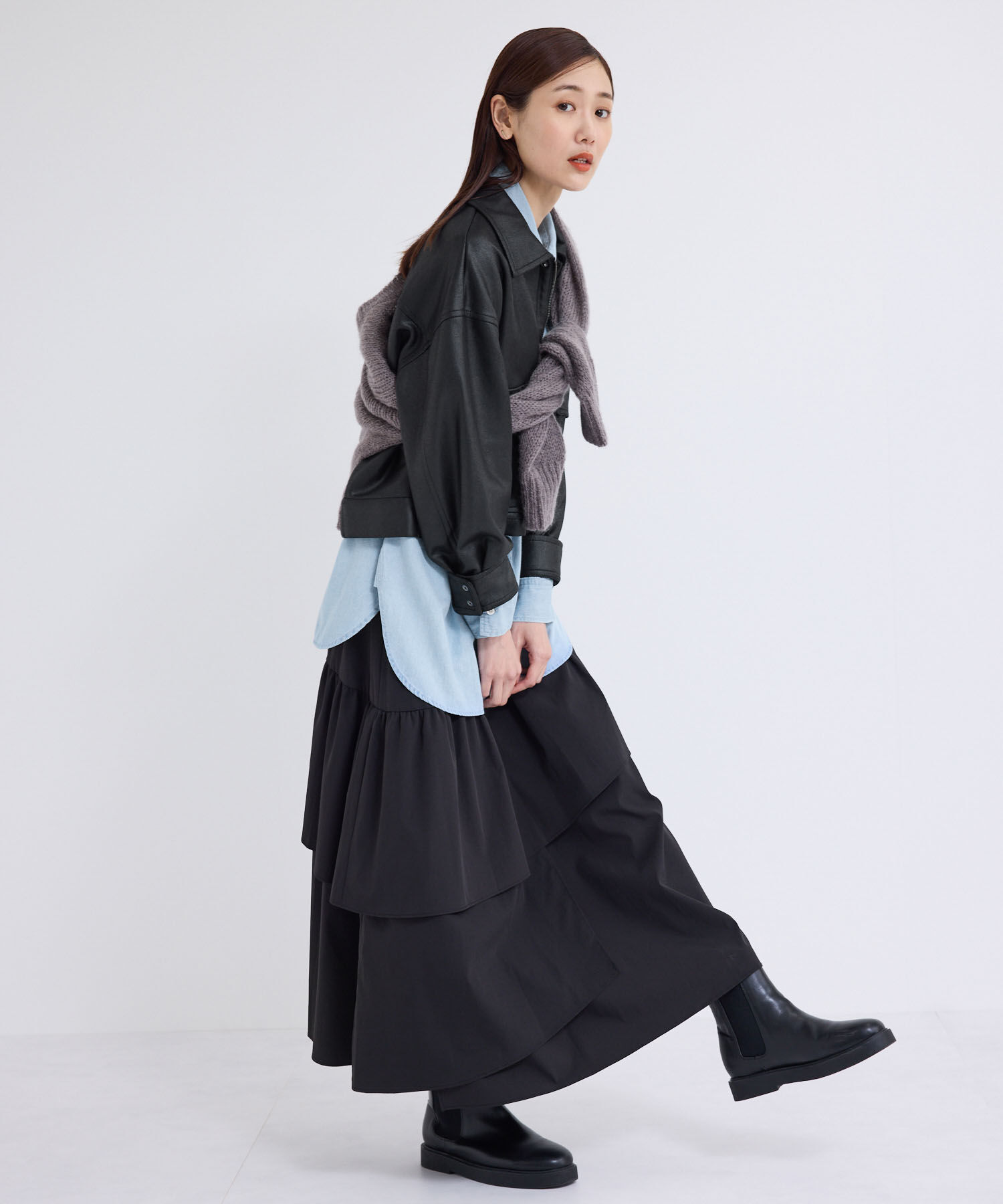 Rope&rsquo;Picnic「シンセティックレザー風マシュマロブルゾン」|ブルゾン・スタジャン|