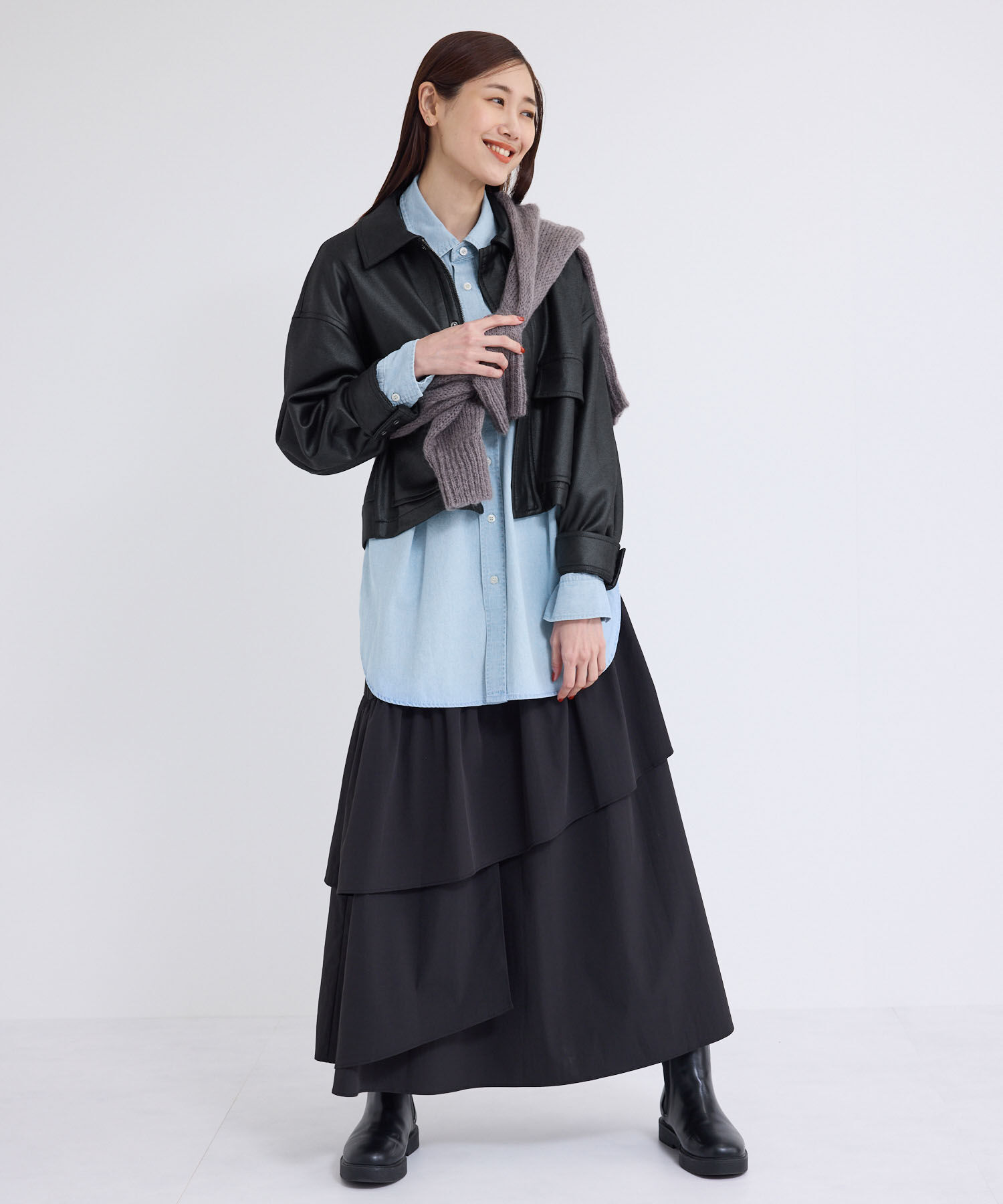 Rope&rsquo;Picnic「シンセティックレザー風マシュマロブルゾン」|ブルゾン・スタジャン|