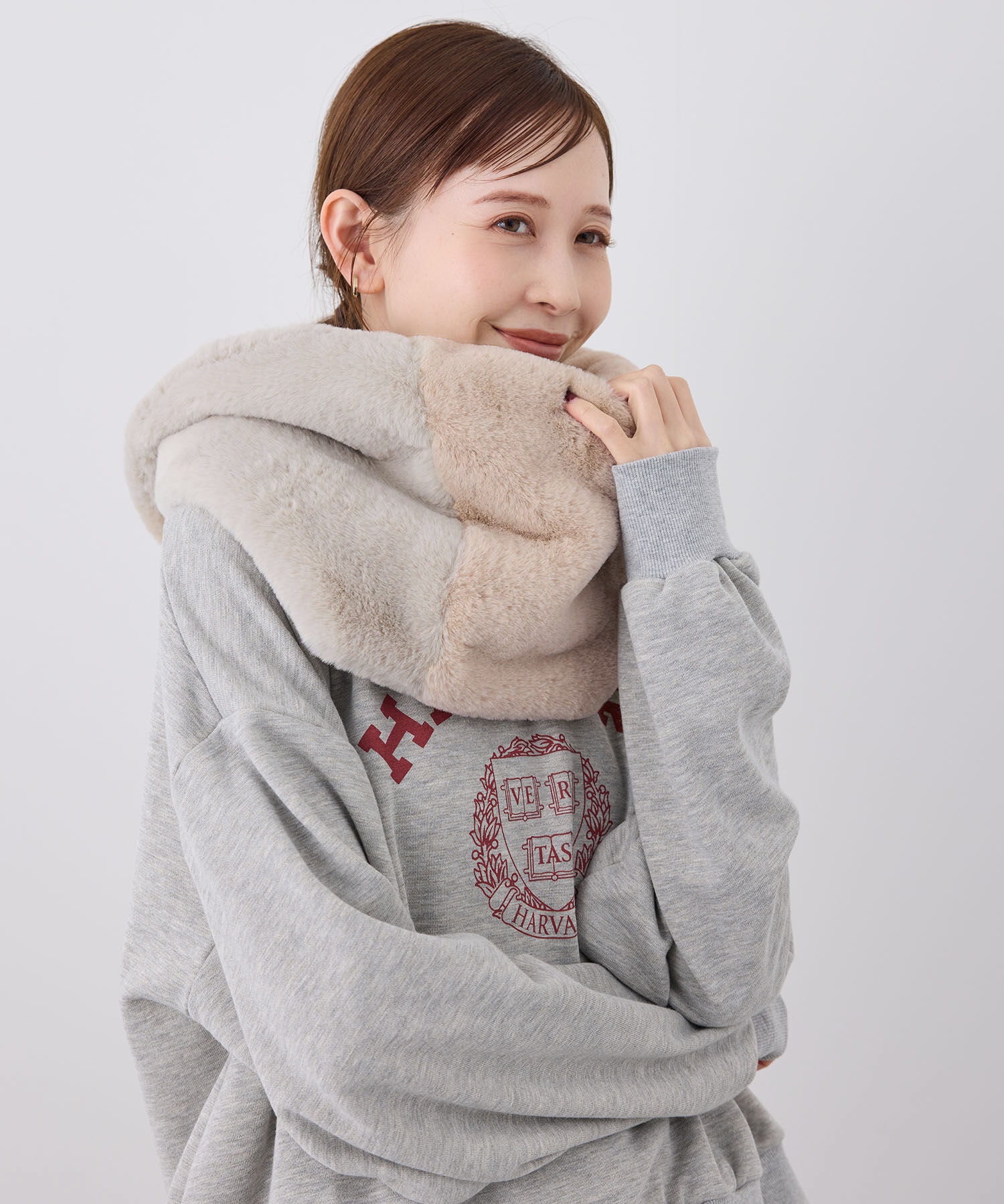 ROPE PICNIC PASSAGE「ソフトフェイクファーバイカラースヌード」|ストール|