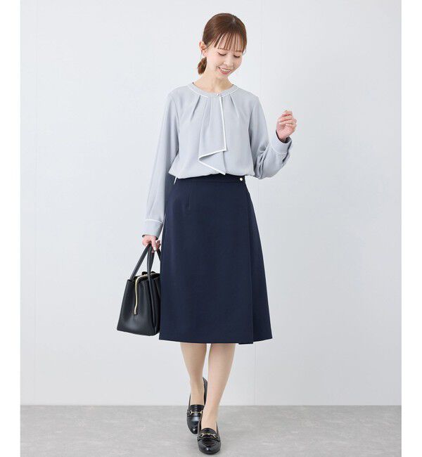 Rope&rsquo;Picnic「【2サイズ展開】メタルボタン配色ボウタイ風ブラウス/通勤対応」|シャツ・ブラウス|