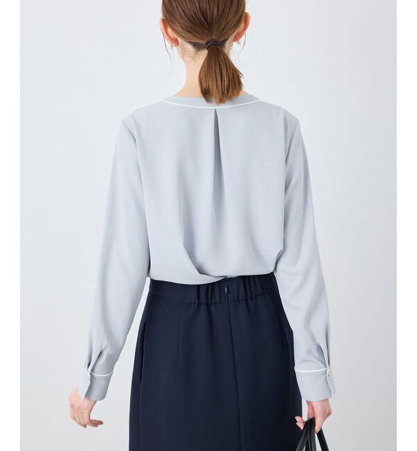 Rope&rsquo;Picnic「【2サイズ展開】メタルボタン配色ボウタイ風ブラウス/通勤対応」|シャツ・ブラウス|