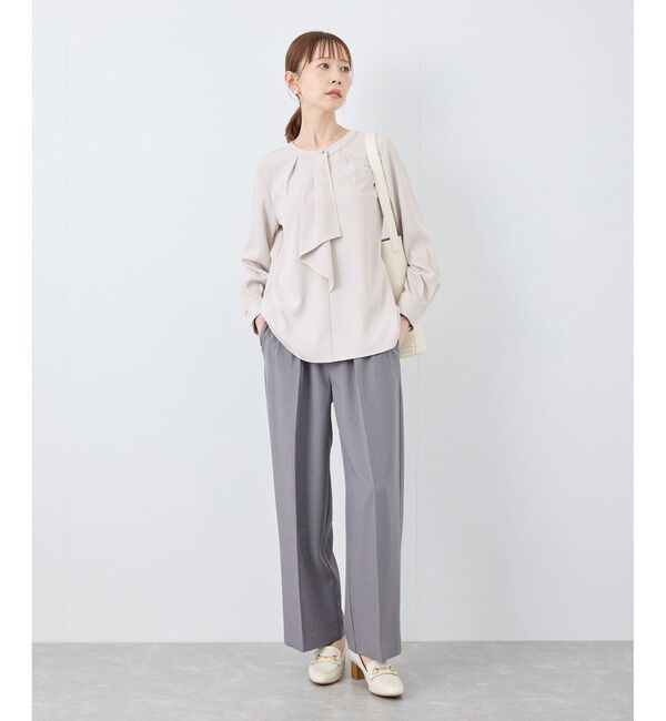 Rope&rsquo;Picnic「【2サイズ展開】メタルボタン配色ボウタイ風ブラウス/通勤対応」|シャツ・ブラウス|