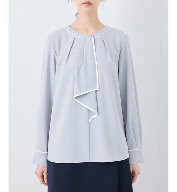 Rope&rsquo;Picnic「【2サイズ展開】メタルボタン配色ボウタイ風ブラウス/通勤対応」|シャツ・ブラウス|