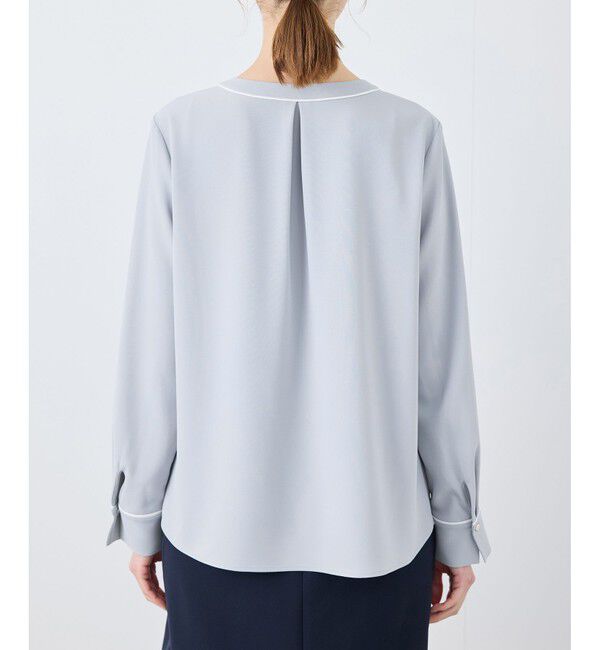 Rope&rsquo;Picnic「【2サイズ展開】メタルボタン配色ボウタイ風ブラウス/通勤対応」|シャツ・ブラウス|