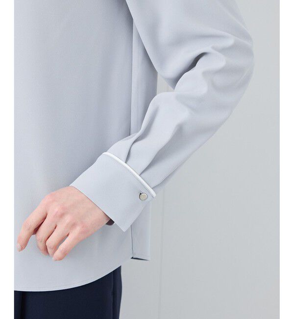 Rope&rsquo;Picnic「【2サイズ展開】メタルボタン配色ボウタイ風ブラウス/通勤対応」|シャツ・ブラウス|