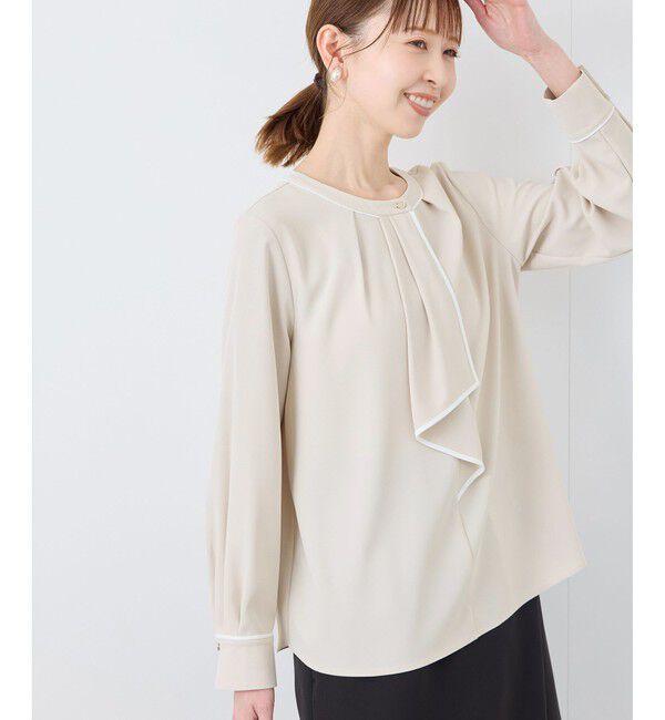 Rope&rsquo;Picnic「【2サイズ展開】メタルボタン配色ボウタイ風ブラウス/通勤対応」|シャツ・ブラウス|