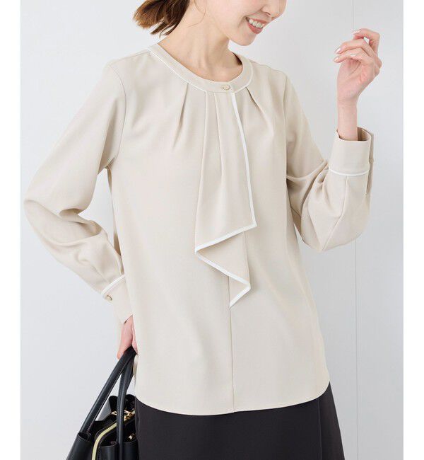 Rope&rsquo;Picnic「【2サイズ展開】メタルボタン配色ボウタイ風ブラウス/通勤対応」|シャツ・ブラウス|