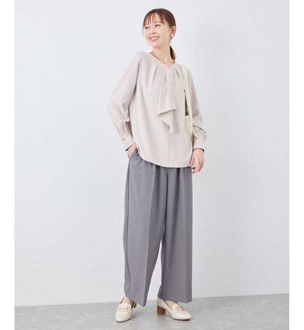 Rope&rsquo;Picnic「【2サイズ展開】メタルボタン配色ボウタイ風ブラウス/通勤対応」|シャツ・ブラウス|